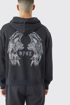 Boxy Split Hem Ofcl Back Graphic Hooded Tracksuit | BoohooMAN UK