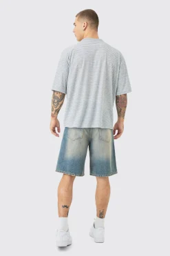 Boxy Stripe Rib T-shirt | BoohooMAN UK
