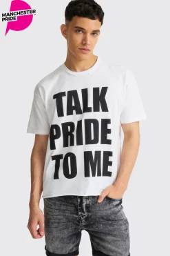 Boxy Talk Pride To Me Distressed T-shirt | BoohooMAN UK