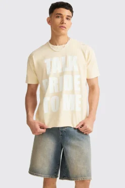 Boxy Talk Pride To Me Distressed T-shirt | BoohooMAN UK