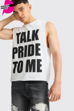 Boxy Talk Pride To Me Distressed Tank | BoohooMAN UK
