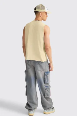 Boxy Talk Pride To Me Distressed Tank | BoohooMAN UK