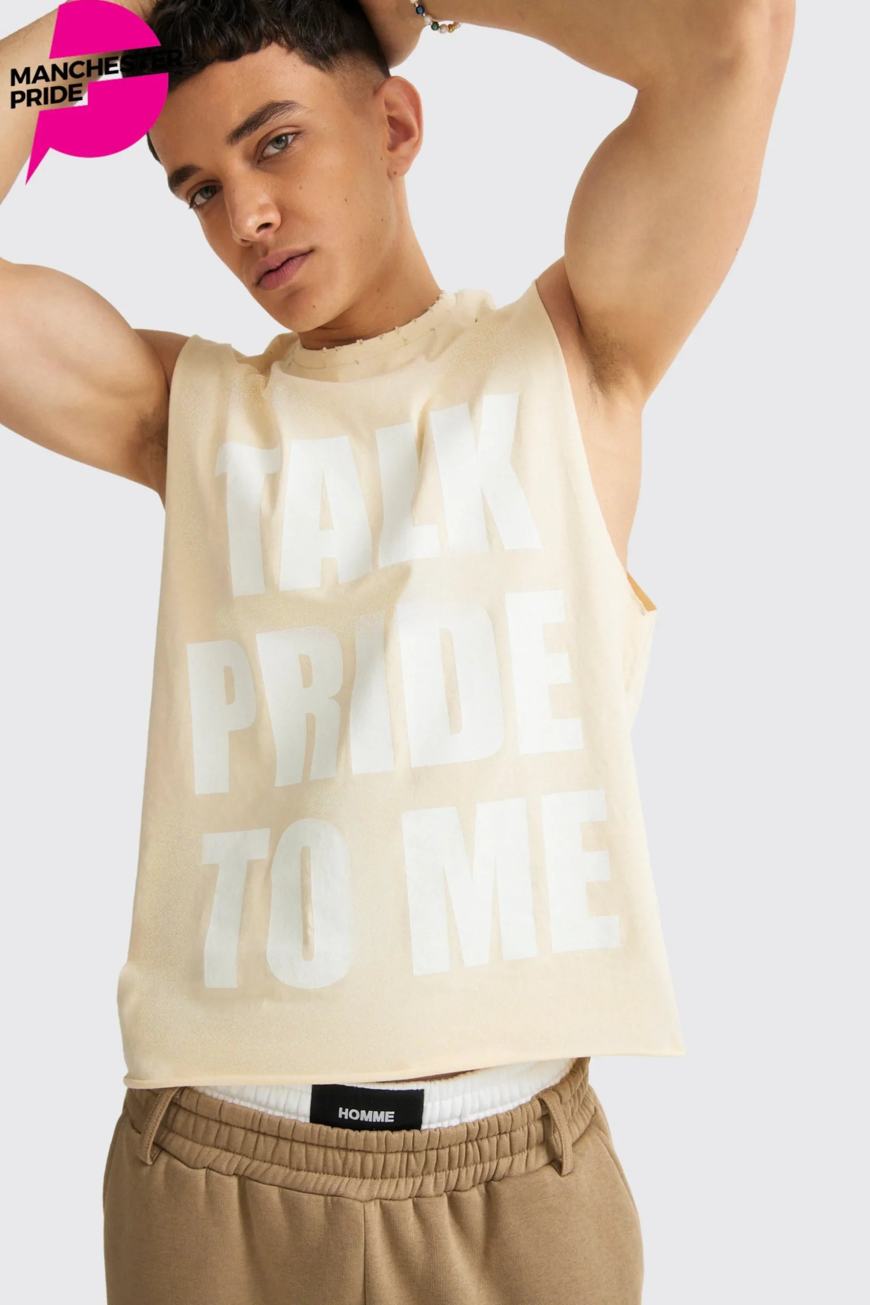 Boxy Talk Pride To Me Distressed Tank | BoohooMAN UK