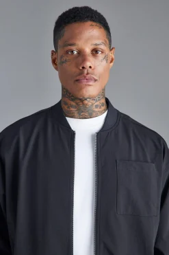 Boxy Technical Stretch Smart Bomber | BoohooMAN UK