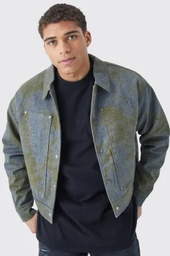 Boxy Tie Dye Twill Carpenter Jacket | BoohooMAN UK
