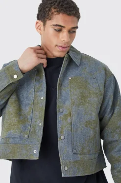 Boxy Tie Dye Twill Carpenter Jacket | BoohooMAN UK