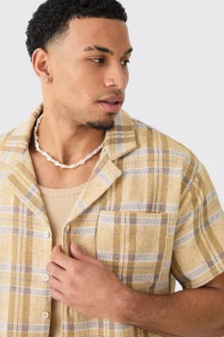 Boxy Tonal Textured Check Shirt | BoohooMAN UK