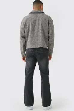 Boxy Tweed Collared Jacket | BoohooMAN UK