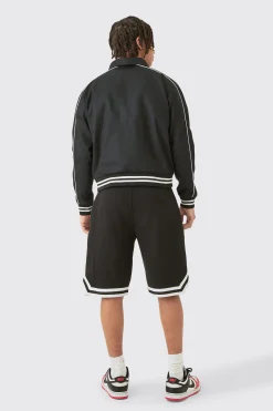 Boxy Twill Moto Collared Bomber Jacket In Black | BoohooMAN UK