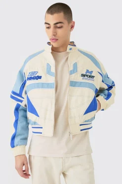 Boxy Twill Moto Jacket | BoohooMAN UK