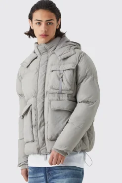 Boxy Utility Pocket Parka | BoohooMAN UK