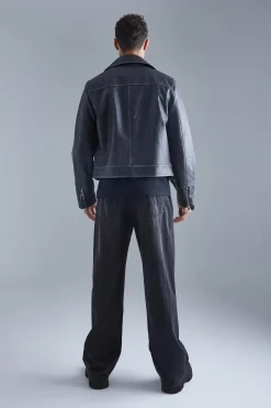 Boxy Vintage Pu Biker Jacket | BoohooMAN UK