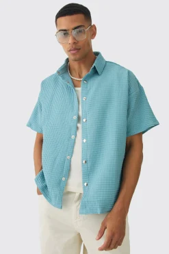 Boxy Waffle Shirt | BoohooMAN UK