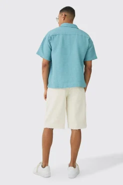 Boxy Waffle Shirt | BoohooMAN UK