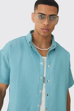 Boxy Waffle Shirt | BoohooMAN UK