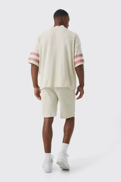 Boxy Waffle Worldwide T-shirt & Short Set | BoohooMAN UK
