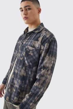 Boxy Washed Checked Shirt | BoohooMAN UK