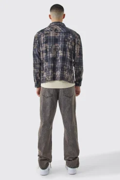 Boxy Washed Checked Shirt | BoohooMAN UK