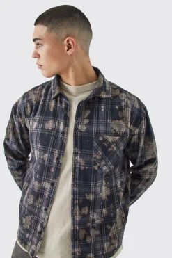 Boxy Washed Checked Shirt | BoohooMAN UK