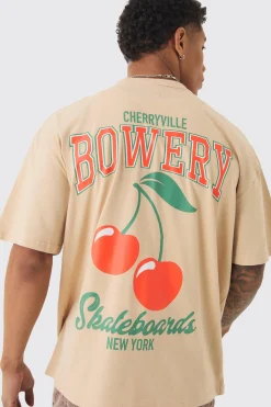 Boxy Washed Cherry Print T-shirt | BoohooMAN UK