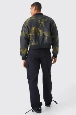 Boxy Washed Pu Padded Bomber | BoohooMAN UK