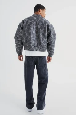 Boxy Washed Pu Seam Detail Padded Bomber | BoohooMAN UK