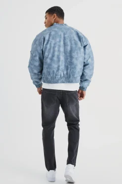 Boxy Washed Pu Seam Detail Padded Bomber | BoohooMAN UK