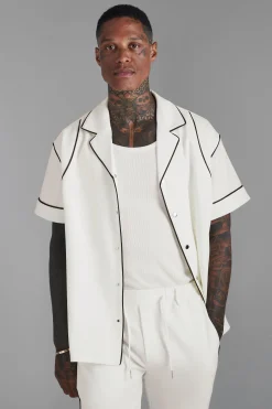 Boxy Western Piping Shirt | BoohooMAN UK