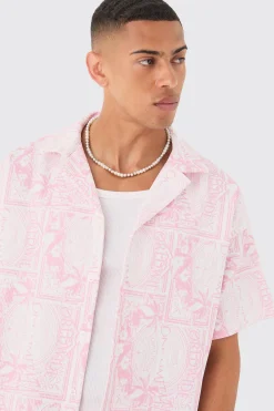Boxy Worldwide Printed Pleated Shirt & Short | BoohooMAN UK