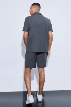 Boxy Zip Detail Short Sleeve Blazer | BoohooMAN UK