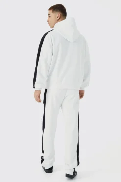 Boxy Zip Through Moto Panel Split Hem Tracksuit | BoohooMAN UK