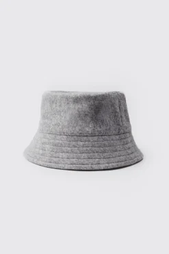 Brushed Heavyweight Bucket Hat | BoohooMAN UK