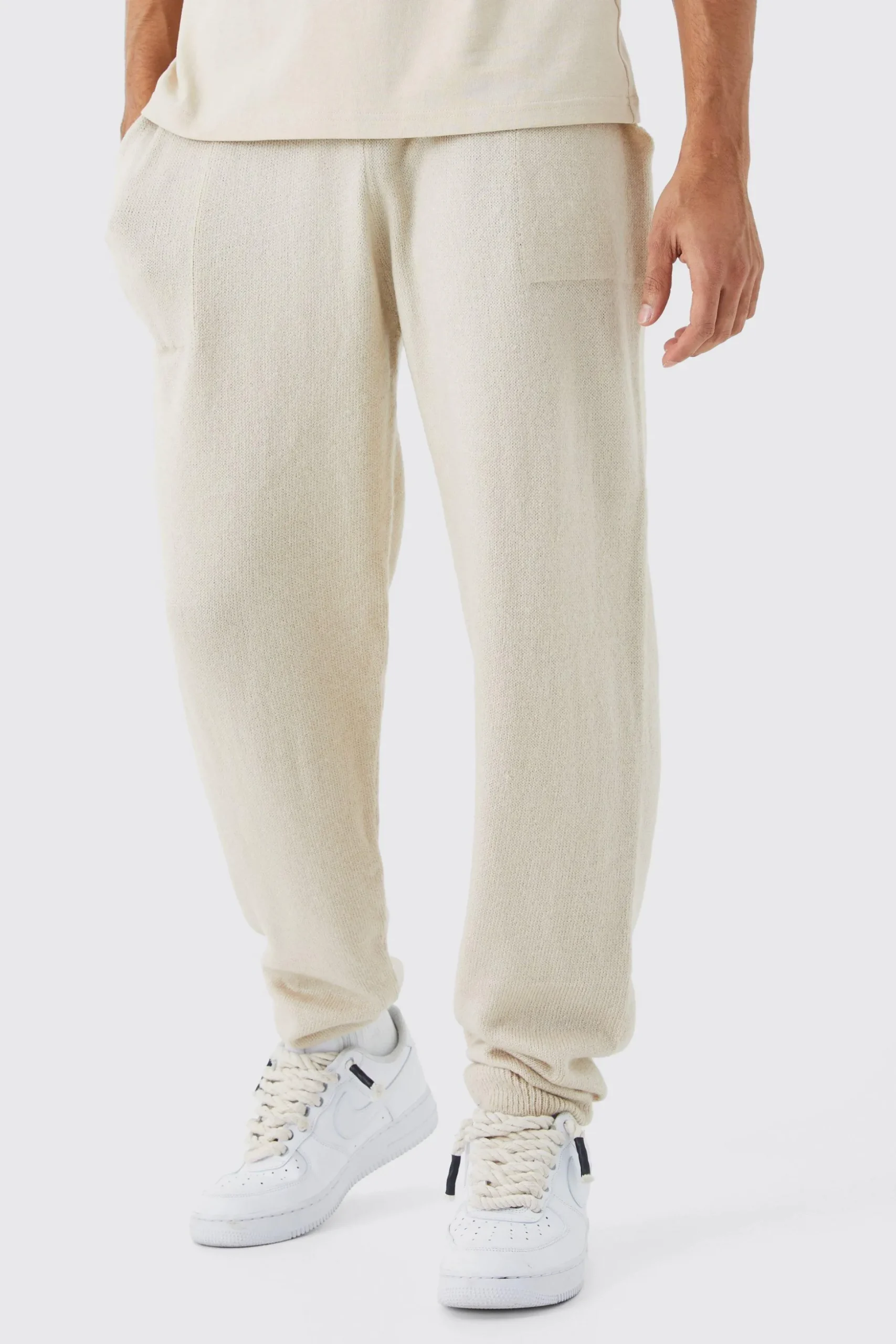 Brushed Relaxed Knitted Joggers | BoohooMAN UK