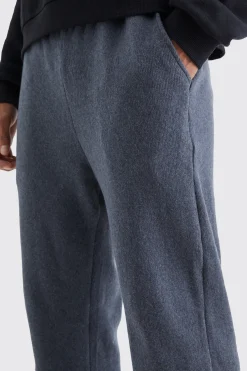 Brushed Rib Ottoman Relaxed Split Hem Jogger | BoohooMAN UK