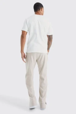 Brushed Rib Ottoman Relaxed Split Hem Jogger | BoohooMAN UK