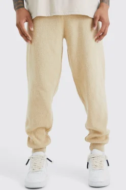 Brushed Ribbed Knitted Joggers | BoohooMAN UK