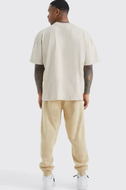 Brushed Ribbed Knitted Joggers | BoohooMAN UK