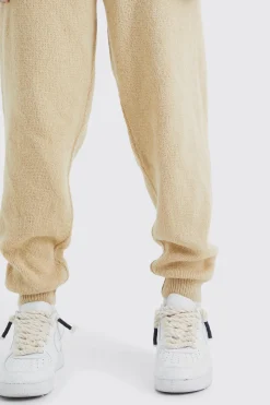Brushed Ribbed Knitted Joggers | BoohooMAN UK