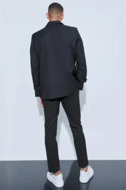 Buckle Chest & Cuff Relaxed Fit Suit Jacket | BoohooMAN UK