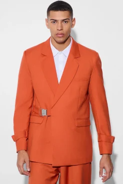 Buckle Chest & Cuff Relaxed Fit Suit | BoohooMAN UK
