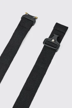 Buckle Detail Belt In Black | BoohooMAN UK