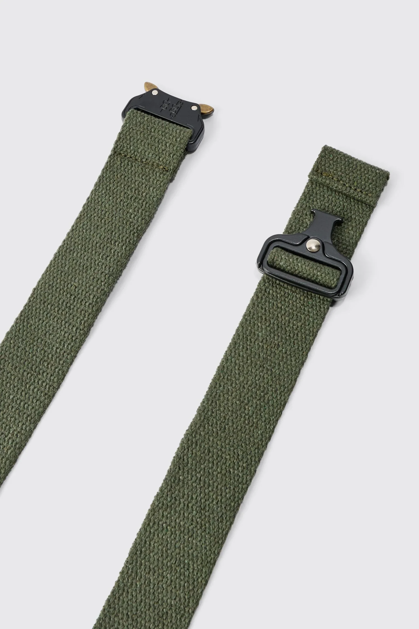 Buckle Detail Belt In Khaki | BoohooMAN UK