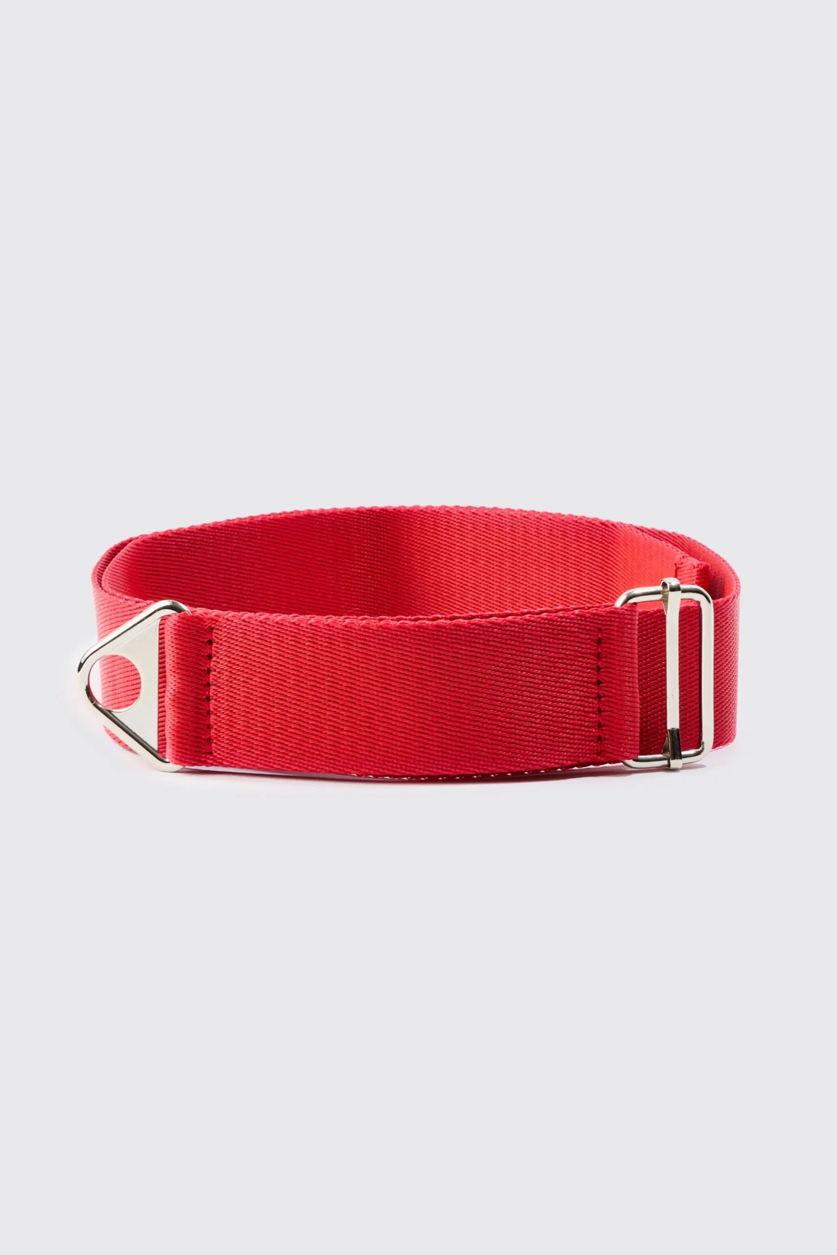 Buckle Detail Nylon Belt In Red | BoohooMAN UK