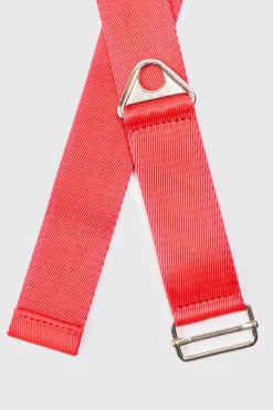 Buckle Detail Nylon Belt In Red | BoohooMAN UK