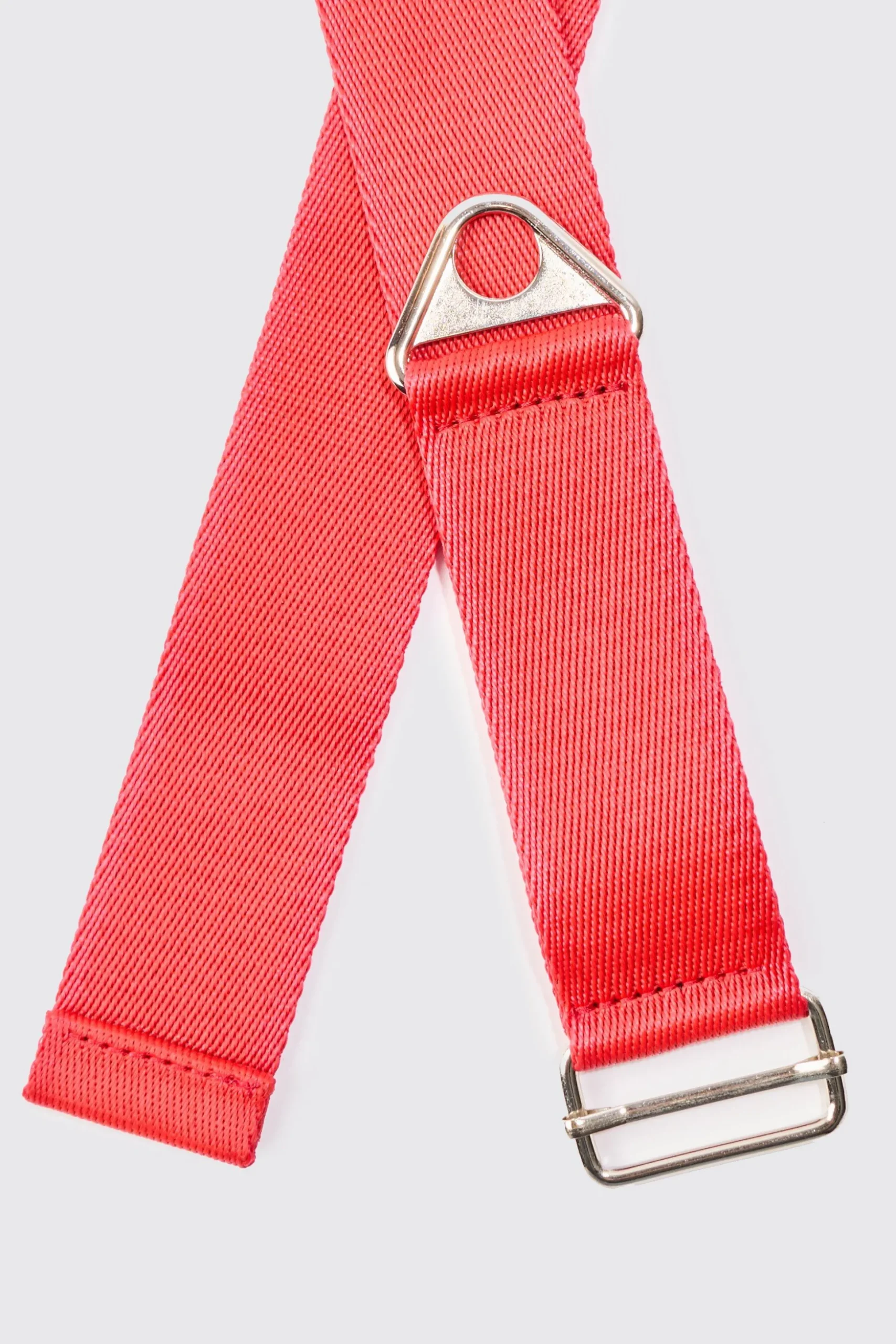 Buckle Detail Nylon Belt In Red | BoohooMAN UK
