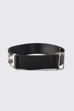 Buckle Detail Nylon Belt In Black | BoohooMAN UK