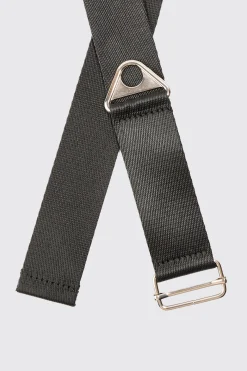 Buckle Detail Nylon Belt In Black | BoohooMAN UK