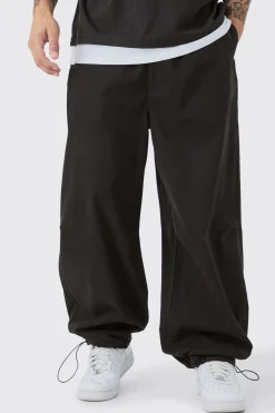 Bungee Waist Twill Parachute Pants | BoohooMAN UK