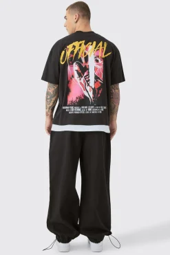 Bungee Waist Twill Parachute Pants | BoohooMAN UK