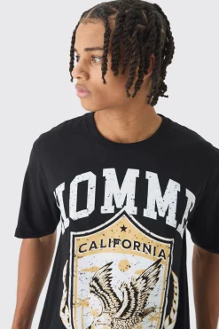 California Homme Print T-Shirt | BoohooMAN UK